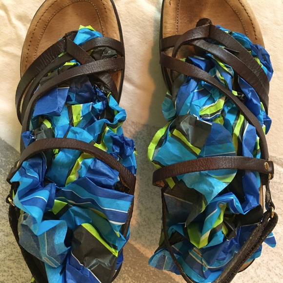 J-41 Adventure On brown leather strappy platform athletic sports sandals. EU 41. - Picture 4 of 16